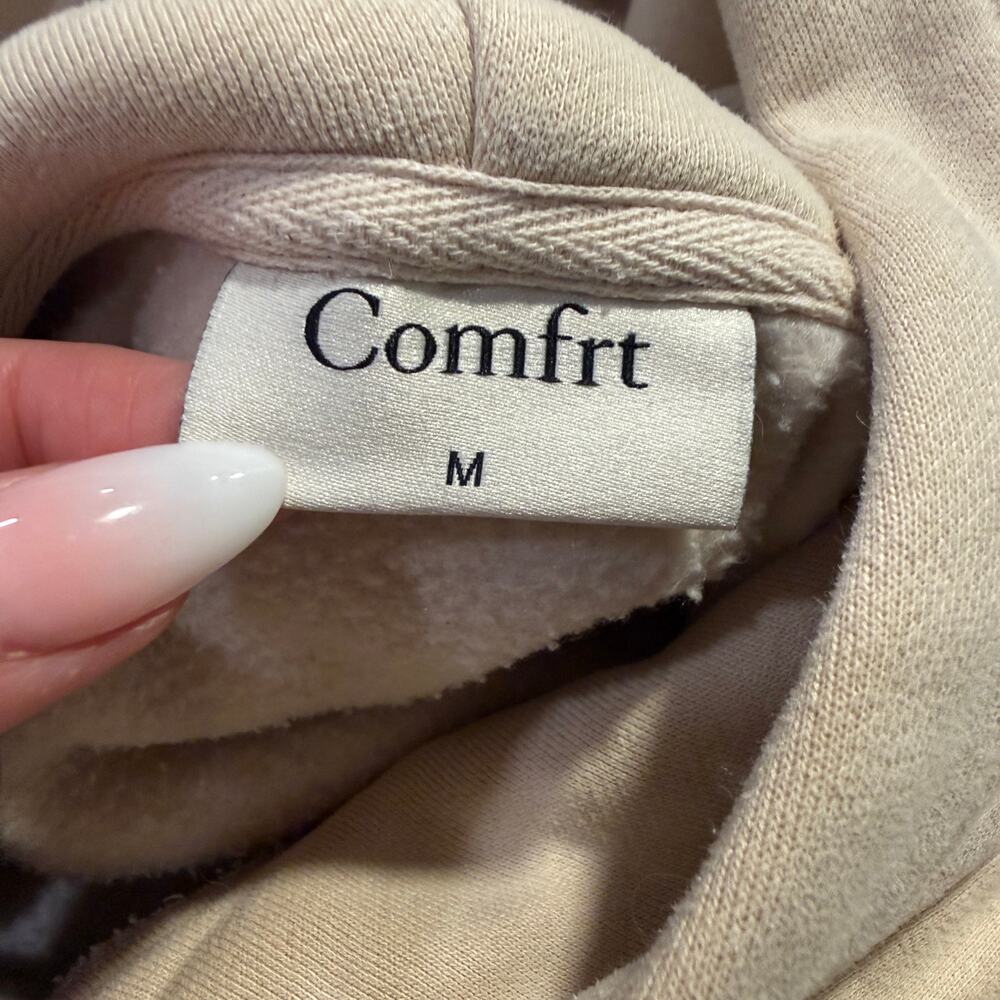 Comfrt Oversize Signature Hoodie Sweatpant Set Bone Cream Medium Unisex Lounge - Picture 11 of 13